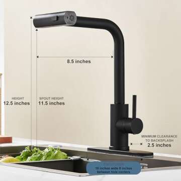 Matte Black Kitchen Sink Faucet with Pull Down Sprayer