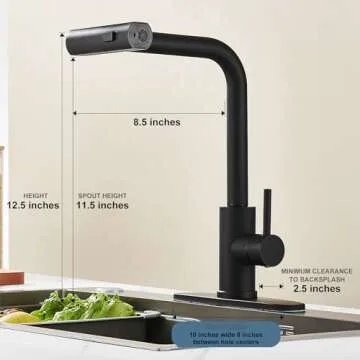 Matte Black Kitchen Sink Faucet with Pull Down Sprayer