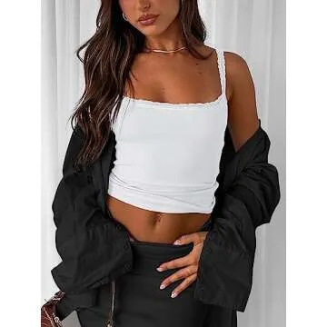 Stylish Zhaistar Y2K Lace Trim Strappy Cami Top