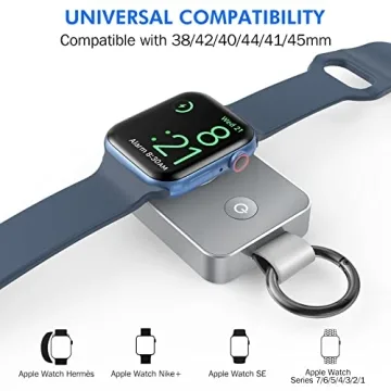 i.VALUX 2000mAh Keychain Portable Charger for Apple Watch Series 10/9/8/7/6/5/4/3/2/1/SE/Ultra/Nike+, Wireless Travel iwatch Charger USB C Charging Cable Smart Mini Small Power Bank in Pocket