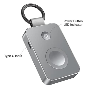i.VALUX 2000mAh Keychain Portable Charger for Apple Watch Series 10/9/8/7/6/5/4/3/2/1/SE/Ultra/Nike+, Wireless Travel iwatch Charger USB C Charging Cable Smart Mini Small Power Bank in Pocket