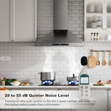HisoHu 30" Range Hood - Ductless/Ducted, 780 CFM