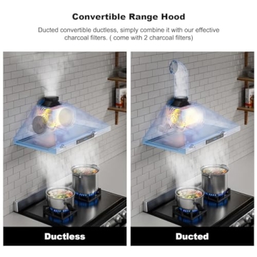 HisoHu 30" Range Hood - Ductless/Ducted, 780 CFM