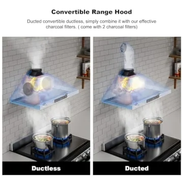 HisoHu 30" Range Hood - Ductless/Ducted, 780 CFM