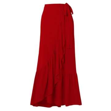 IMEKIS Swimsuit with Cover up Set for Women 2024: Trendy 2 Piece Vacation Outfits Tropical Floral Swimwear One Piece Bathing Suit with Matching Sarong Summer Bikini Dress Monokini Red Flower Medium