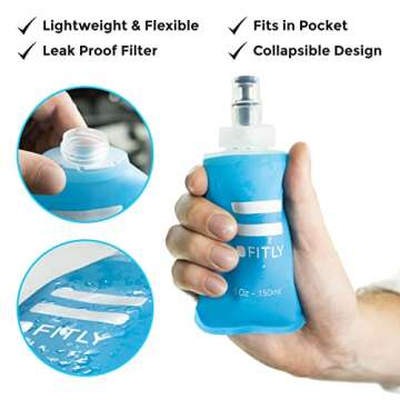 FITLY Soft Flask - 5 oz (150 ml)- Shrink As You Drink Pocket Soft Water Bottle for Hydration Pack/Ru...