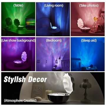Northern Lights Projector, Night light projector for bedroom Built-in Bluetooth Speaker, White Noise, Shell Night Light for Room Decor/Gift for Kids/Party/Music/Relaxation/Birthday (Blue)