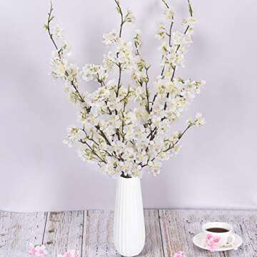 Shiny Flower 4PCS Artificial Cherry Blossom Flowers, Silk Peach Flowers Arrangements Tall Artificial...