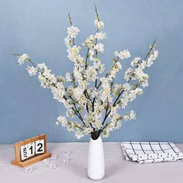 Shiny Flower 4PCS Artificial Cherry Blossom Flowers, Silk Peach Flowers Arrangements Tall Artificial Plant 42.9" in Tall for Wedding Office Party Hotel Yard Home Decoration