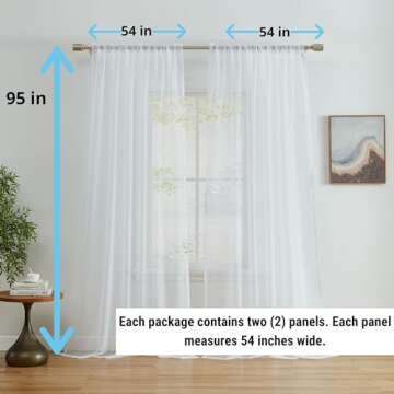 HLC.ME Sheer White Curtains - Voile Window Treatment Rod Pocket Curtain Panels for Kitchen, Bedroom ...
