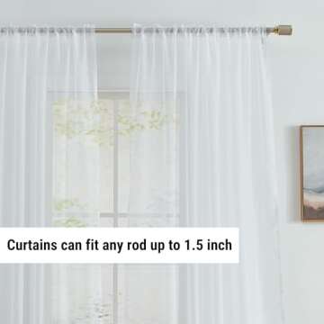 HLC.ME Sheer White Curtains - Voile Window Treatment Rod Pocket Curtain Panels for Kitchen, Bedroom and Living Room (54 x 95 inches Long, Set of 2)