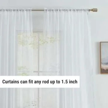 HLC.ME Sheer White Curtains - Voile Window Treatment Rod Pocket Curtain Panels for Kitchen, Bedroom and Living Room (54 x 95 inches Long, Set of 2)