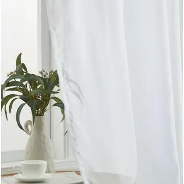 HLC.ME Sheer White Curtains - Voile Window Treatment Rod Pocket Curtain Panels for Kitchen, Bedroom and Living Room (54 x 95 inches Long, Set of 2)