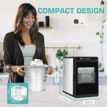 DOGHLY Countertop Ice Maker - 22lbs/24H, 3 Large Ice Cubes in 27 Mins, LED Light & Auto-Clean