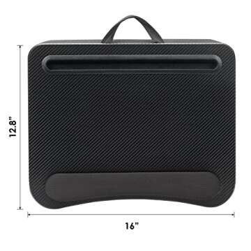 LAPGEAR Memory Foam Lap Desk with Wrist Rest and Media Slot - Medium - Black Carbon - Fits up to 15.6 Inch Laptops and Most Tablet Devices - Style No. 91338