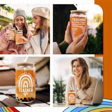 HEXMOZ Teacher Appreciation Gifts - Teacher Gifts for Women, Teacher Day Gifts, Thank You, Funny Birthday Gift Ideas - 1st, First Day, End of Year, Back To School Present - 16oz Teacher Glass Cup