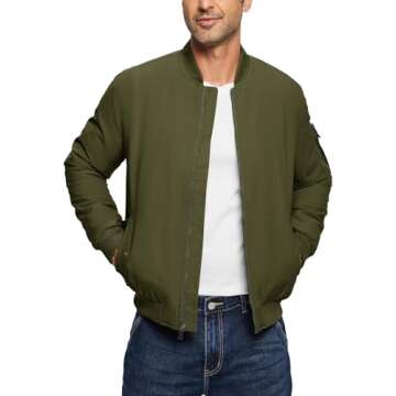 TBMPOY Men's Bomber Jacket Lightweight Winter Windbreaker Zip Up Padded Softshell Windproof Water-Re...