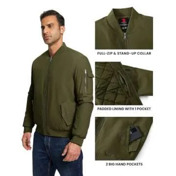 TBMPOY Men's Bomber Jacket Lightweight & Windproof