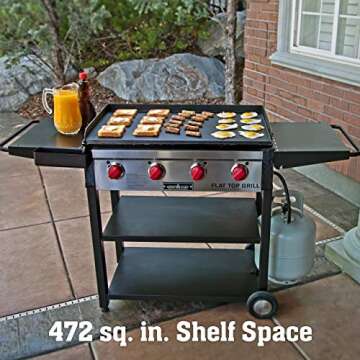 Camp Chef FTG600 Flat Top Propane Grill and Griddle with Side Shelves