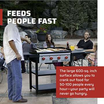 Camp Chef FTG600 Flat Top Propane Grill and Griddle with Side Shelves