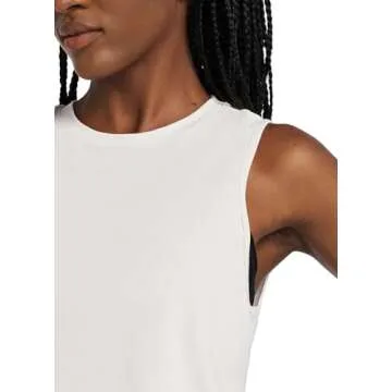 BALEAF Workout Tops for Women Crop Tank Top Quick Dry Athletic Gym Exercise Sleeveless Shirts Muscle Yoga Loose Fit White M