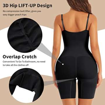 EUYZOU Shapewear Bodysuit for Women Tummy Control - Butt Lifting Fajas Full Body Shaper Seamless Thi...