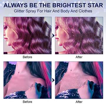 MASAIGGE Shiny Body Glitter Spray, Temporary Shimmery Spray for Skin Face Hair Clothing, Quick-Drying Long-Lasting Silver Highlight Powder for Women Festival Rave Stage Makeup Prom (2.11oz/60ml)