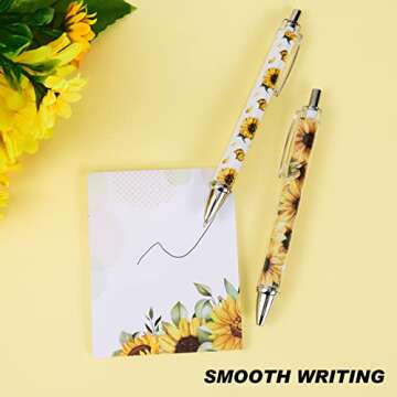 82 Pcs Sunflower Theme Office Supplies for Women Men Include 50 Sunflower Stickers 20 Push Pins 3 Pattern Retractable Pen 9 Sunflower Sticky Note Pads for Offices Schools