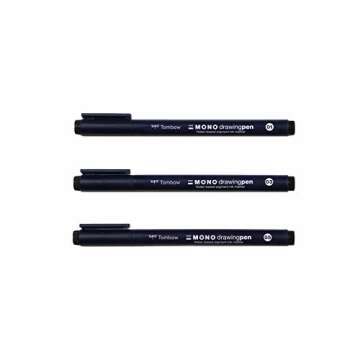 Tombow 66403 MONO Drawing Pen, 3-Pack. Create Precise, Detailed Drawings with Three Tip Sizes – 01, 03 and 05