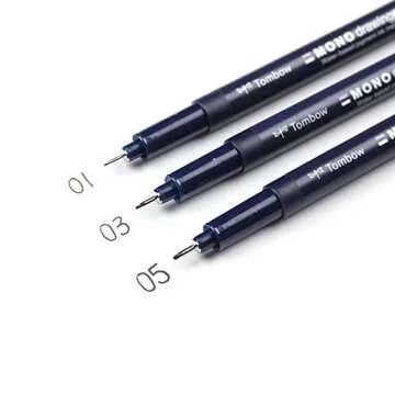 Tombow 66403 MONO Drawing Pen, 3-Pack. Create Precise, Detailed Drawings with Three Tip Sizes – 01, 03 and 05