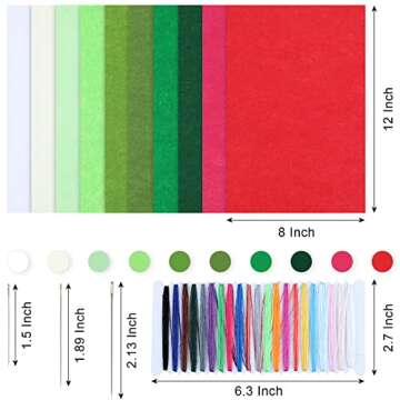 WILLBOND 24 Pcs Christmas Felt Fabric Sheets 12 x 8 Inch Assorted Colors Large Felt Sheet Christmas ...