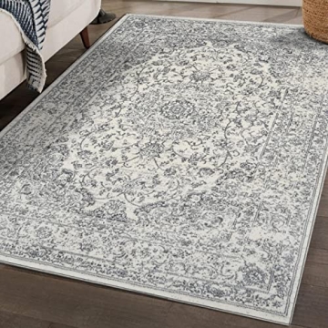 Luxurious 3212 Distressed Silver Area Rug - Soft & Durable