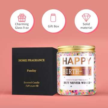 Sincerez Birthday Candle with Cake Scent -Birthday Gift/Party Decorations, Handcrafted, Long-Lasting 9oz Candle with Iconic Lyrics