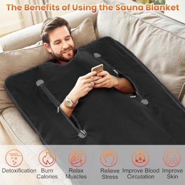 X-Vcak Sauna Blanket, Sauna, Portable Sauna for Home, 86-158℉, 20-60 Minutes Timer, 6 ft x 2.62 ft