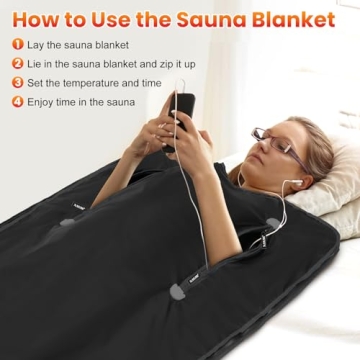 X-Vcak Sauna Blanket, Sauna, Portable Sauna for Home, 86-158℉, 20-60 Minutes Timer, 6 ft x 2.62 ft