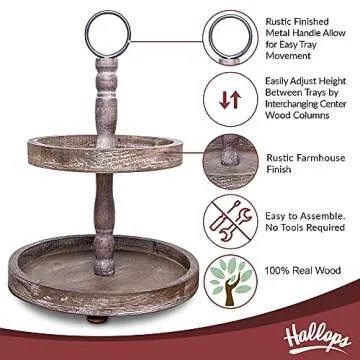 Hallops Two Tiered Tray for Rustic Home Decor
