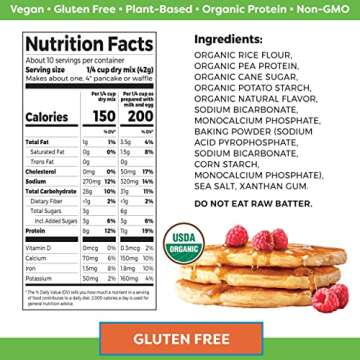 Orgain Protein Pancake & Waffle Mix, Gluten Free - Made with Organic Rice Flour, 8g of Plant Based Protein, Made without Dairy & Soy, Non-GMO, 15 Oz