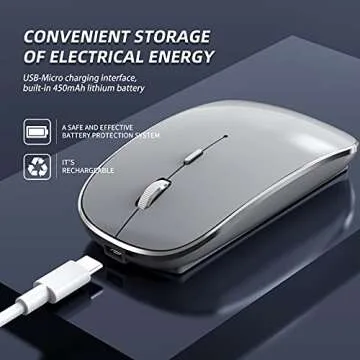 Halpilt Wireless Mouse Chargeable Portable Silent Wireless Mouse USB and Type-C Dual Mode Wireless Mouse 3 Adjustable DPI for Laptop, Mac, MacBook, Android, PC (Q23S Black) (Grey)