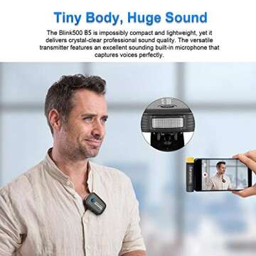 2.4GHz Wireless Lavalier Microphone System, Saramonic Blink500 B5 Video Recording Mic with Battery-Free Plug&Play USB Type-C Receiver for Samsung Galaxy, LG, HTC Google, and Other USB-C Type Devices