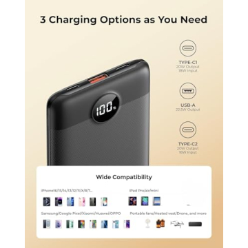 Compact 10000mAh Portable Power Bank with Fast Charging