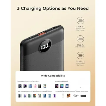 Compact 10000mAh Portable Power Bank with Fast Charging