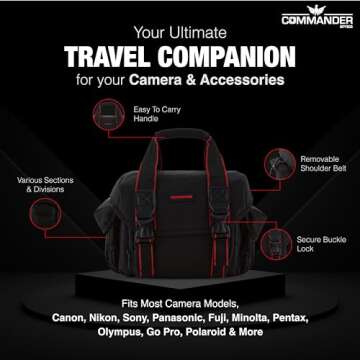 COMMANDER OPTICS Large Water-Resistant Camera Bag - Ultimate Protection for Canon, Nikon, Sony DSLRs...