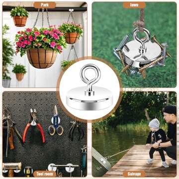 Neosmuk Fishing Magnet, 2 inches Magnet 350lb Strong Magnet Heavy Duty for Remover, Super Neodymium High Power Magnet with Handle for Tag, Shop, Lifting and Pick up