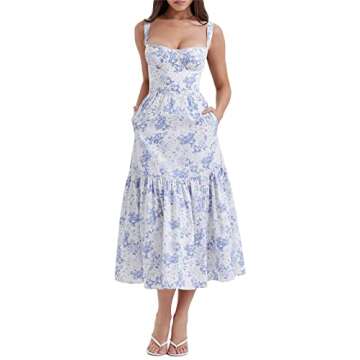 Sunloudy Women Low Back Maxi Dress Spaghetti Strap Floral Print Bodycon Backless Long Dress Cocktail...