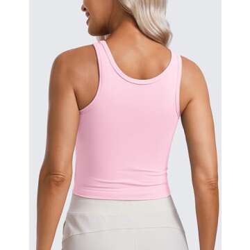 CRZ YOGA Womens Butterluxe Double Lined Workout Tank Tops Scoop Neck Racerback Cropped Casual Sleeve...