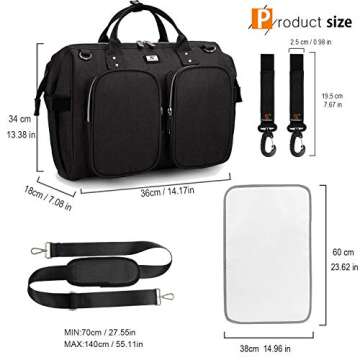 Diaper Bag Totes with Changing Pad & Stroller Straps, Large Portable Newborn Baby Bags, Unisex and S...
