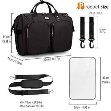 Diaper Bag Totes with Changing Pad & Stroller Straps, Large Portable Newborn Baby Bags, Unisex and S...