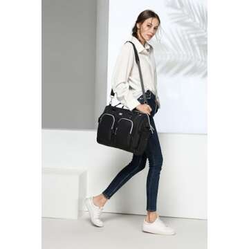 Diaper Bag Totes with Changing Pad & Stroller Straps, Large Portable Newborn Baby Bags, Unisex and Stylish Travel Diaper Backpacks for Mom and Dad (Black)