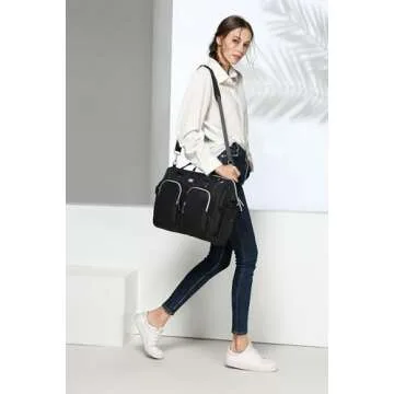 Diaper Bag Totes with Changing Pad & Stroller Straps, Large Portable Newborn Baby Bags, Unisex and Stylish Travel Diaper Backpacks for Mom and Dad (Black)