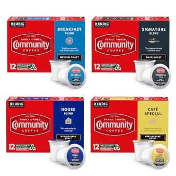 Community Coffee Variety Pack - 48 Medium Dark Roast Pods for Keurig 2.0